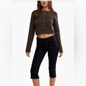 Free People Brown Cropped Cardigan